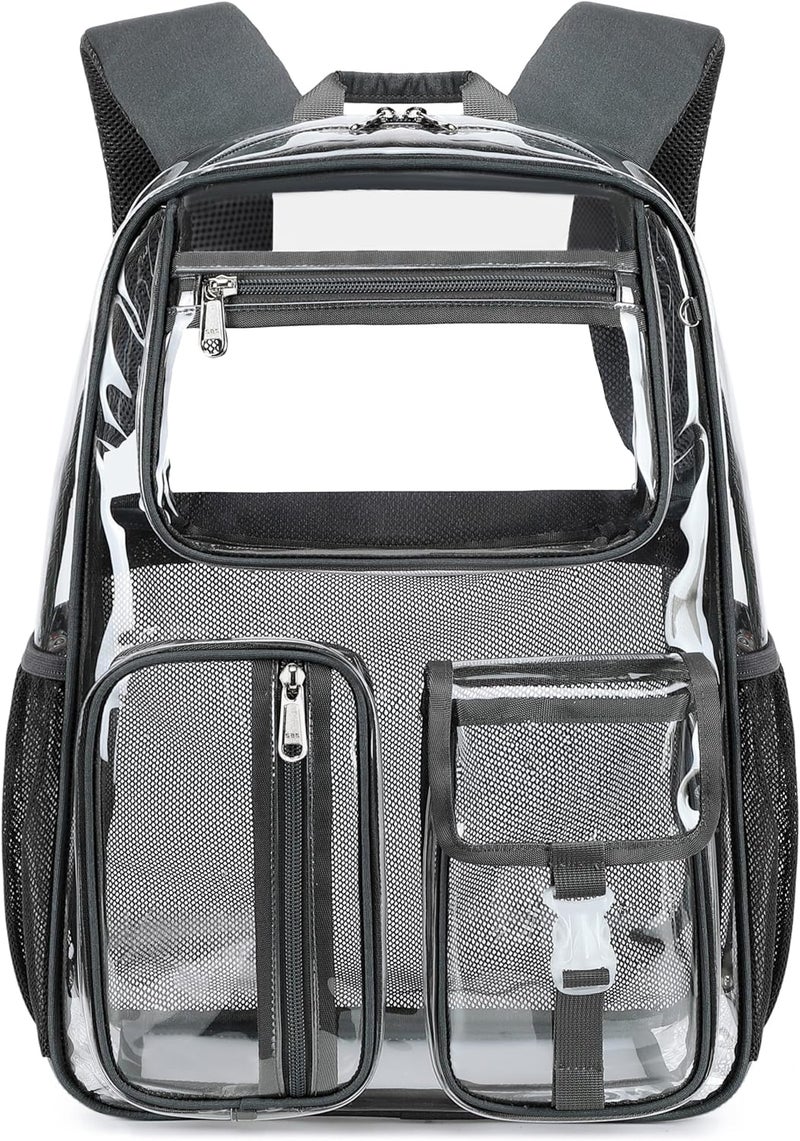 Cusangel Clear Dark Gray Backpack, Heavy Duty Men Clear BookBag,16inch TPU Large Capacity See Through Backpack for Sport Events,transparent plastic Travel,Work School,stadiums - Image 1